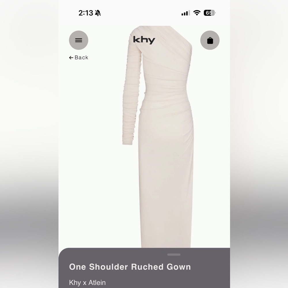 KHY White one-Shoulder ruched gown